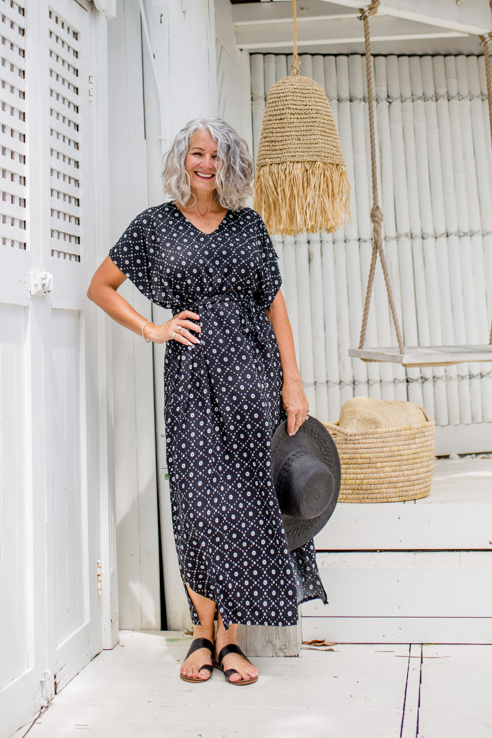 A-line Sun Dress in Black and White - Holley Day