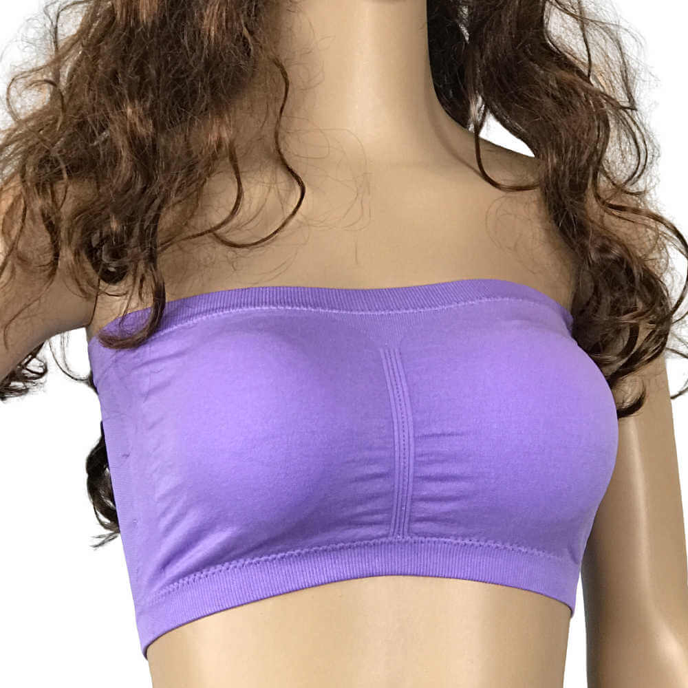 Womens Tube Crop Shapewear Tops Strapless Cute Sexy Cotton  Tops Purple XL
