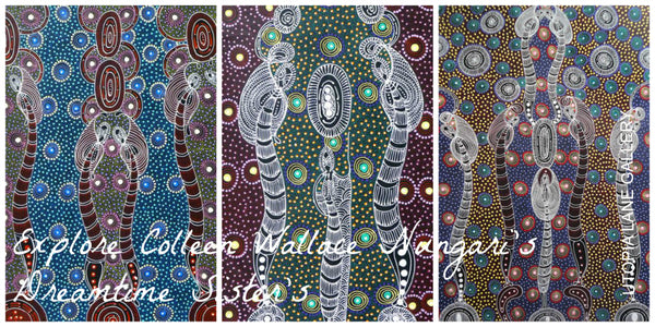 Colleen Wallace Nungaris Dreamtime Sisters in der Utopia Lane Art Gallery