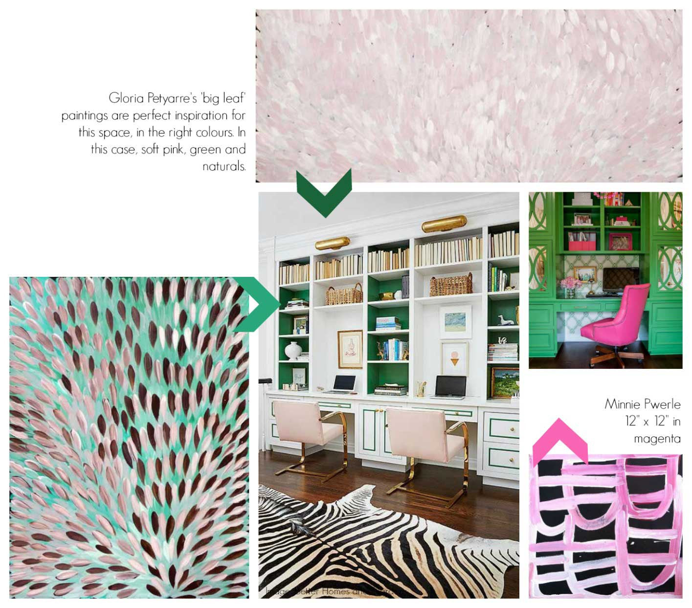 Decorating with green and pink