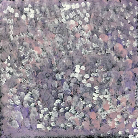 Small coral pink and pastel purple dot painting