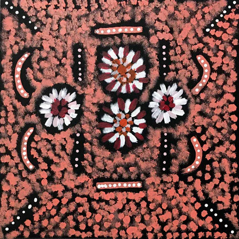 Small coral painting by Aboriginal artist Andy Mpetyane