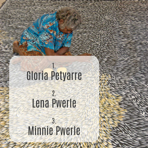 Meistgesuchte Künstler des Jahres 2018: Gloria Petyarre, Lena Pwerle und Minnie Pwerle
