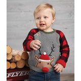 Mud Pie Kids Alpine Village Reindeer Christmas Sweater Popcorn Knit