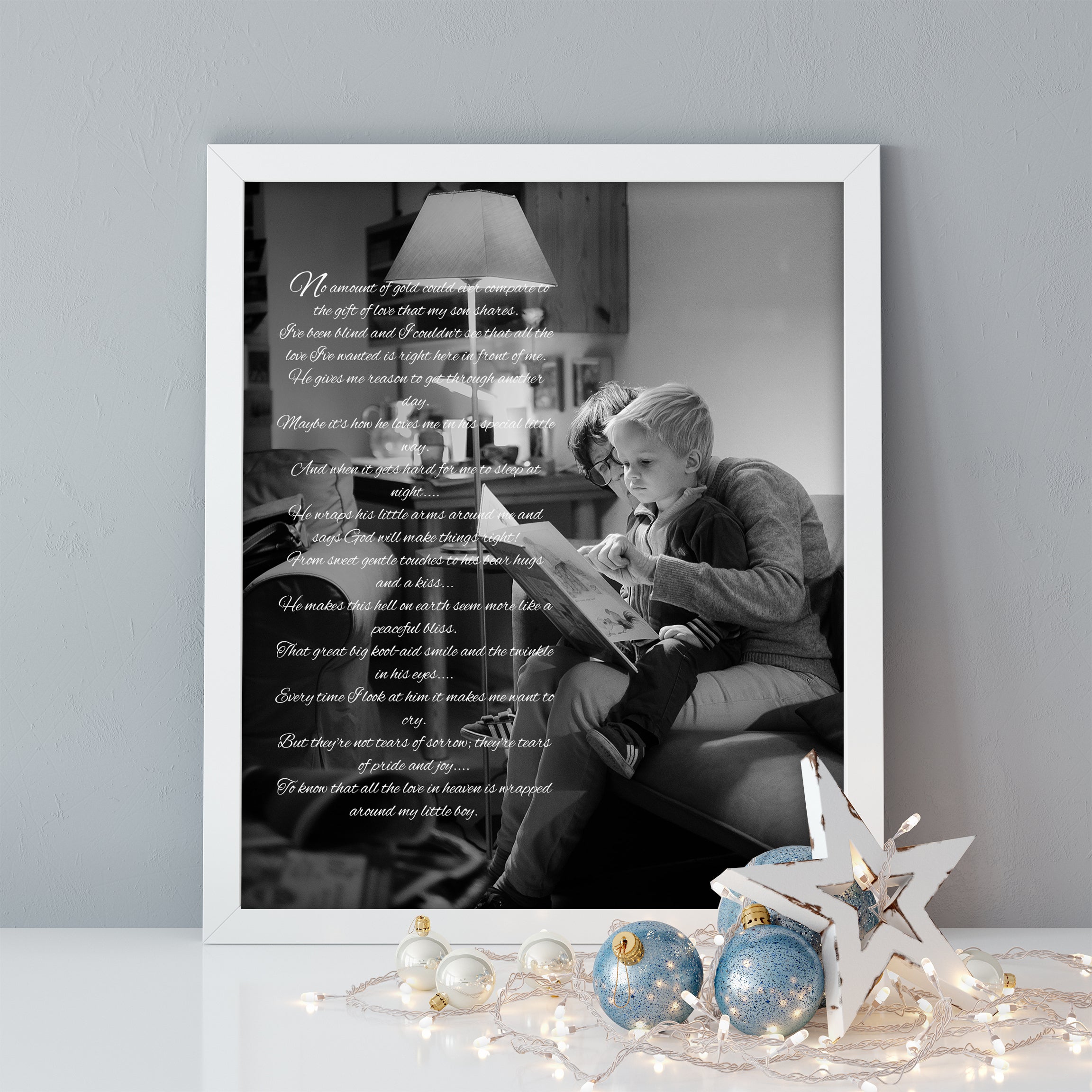 Personalized mother and son photo gift wall decor