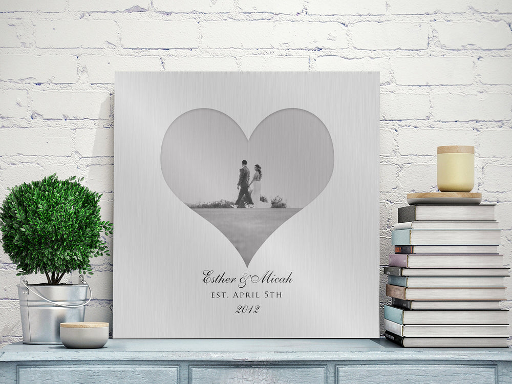 
                  
                    Photo Heart Tin, Plaque, tin gift,  for wife, 10th anniversary gift, photo gift, couples gift wedding gift, est date photo, photo on tin
                  
                