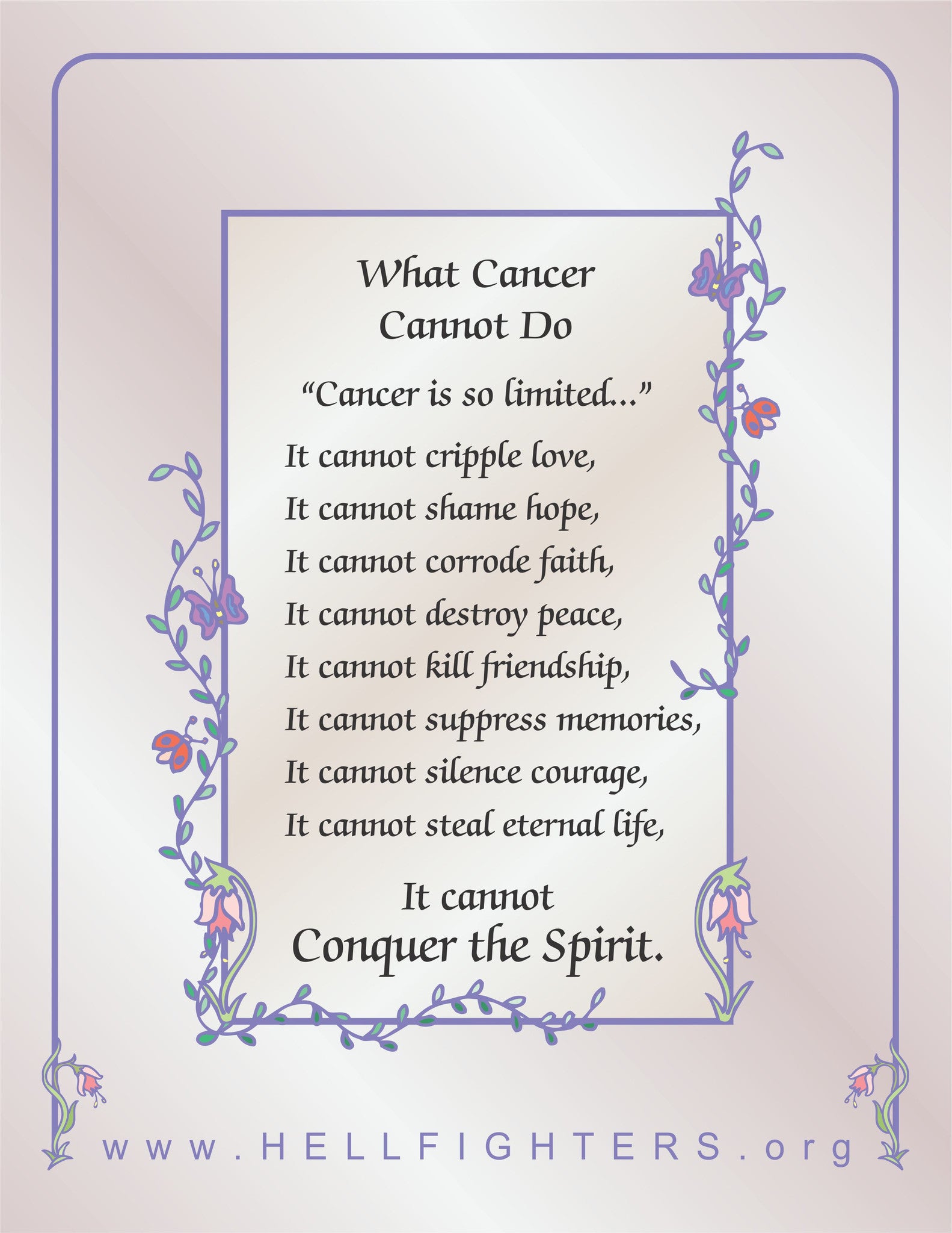 What Cancer Cannot Do Poem Printable