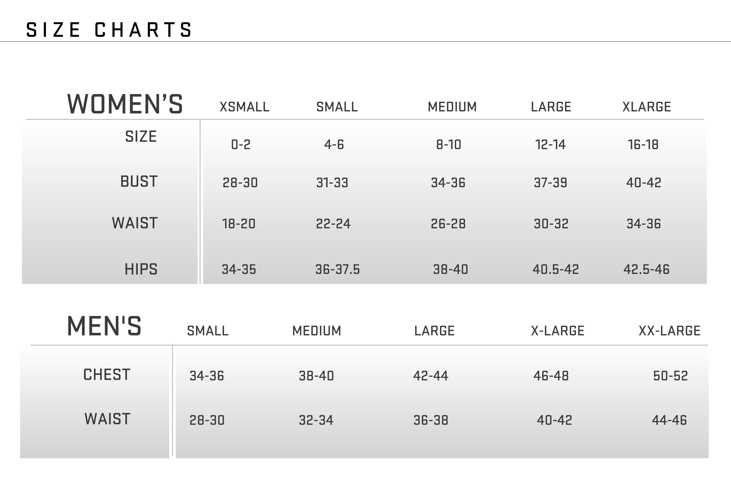 Sixe Chart