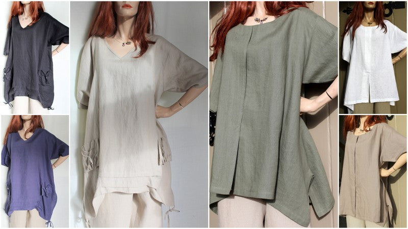 EVA TRALALA New Linen Tunics VANNA and VERA in 3 Sizes and 3 Colours e ...