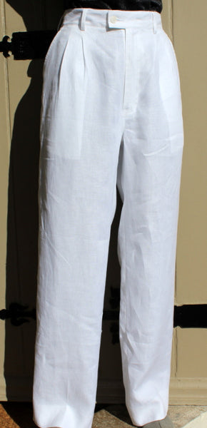 White Linen Tailored Classic High Waist Ladies Trousers – Vivi-Direct