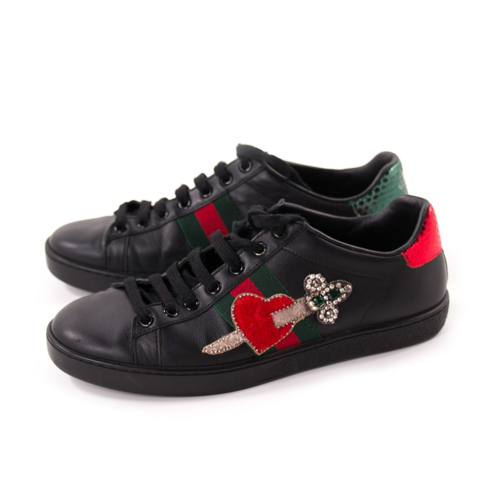 gucci ace leather sneaker black
