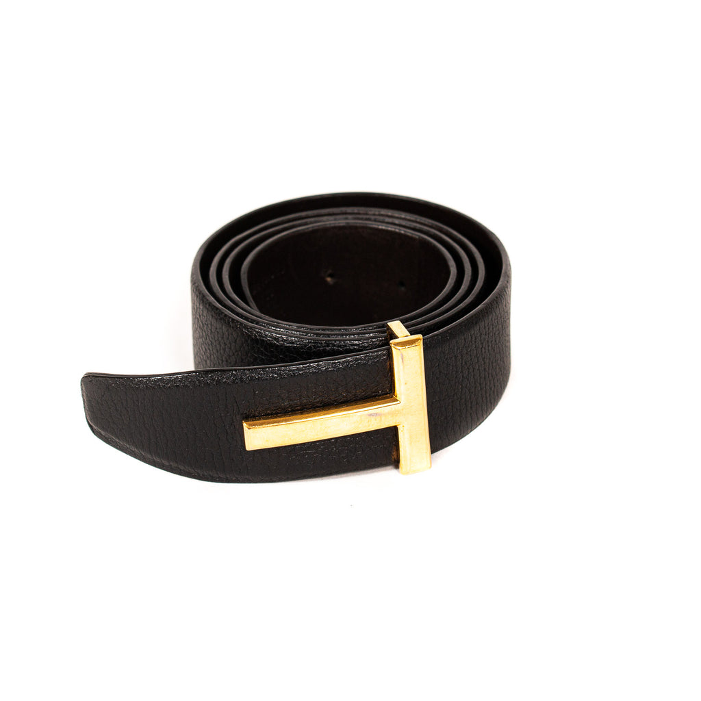 Shop authentic Tom Ford T Logo Leather Belt at revogue for just USD 