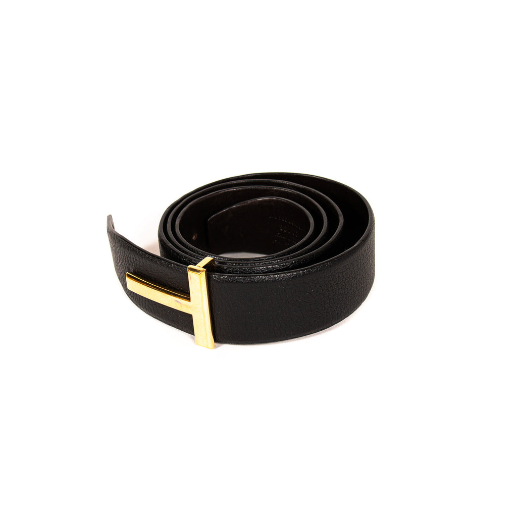 Shop authentic Tom Ford T Logo Leather Belt at revogue for just USD 