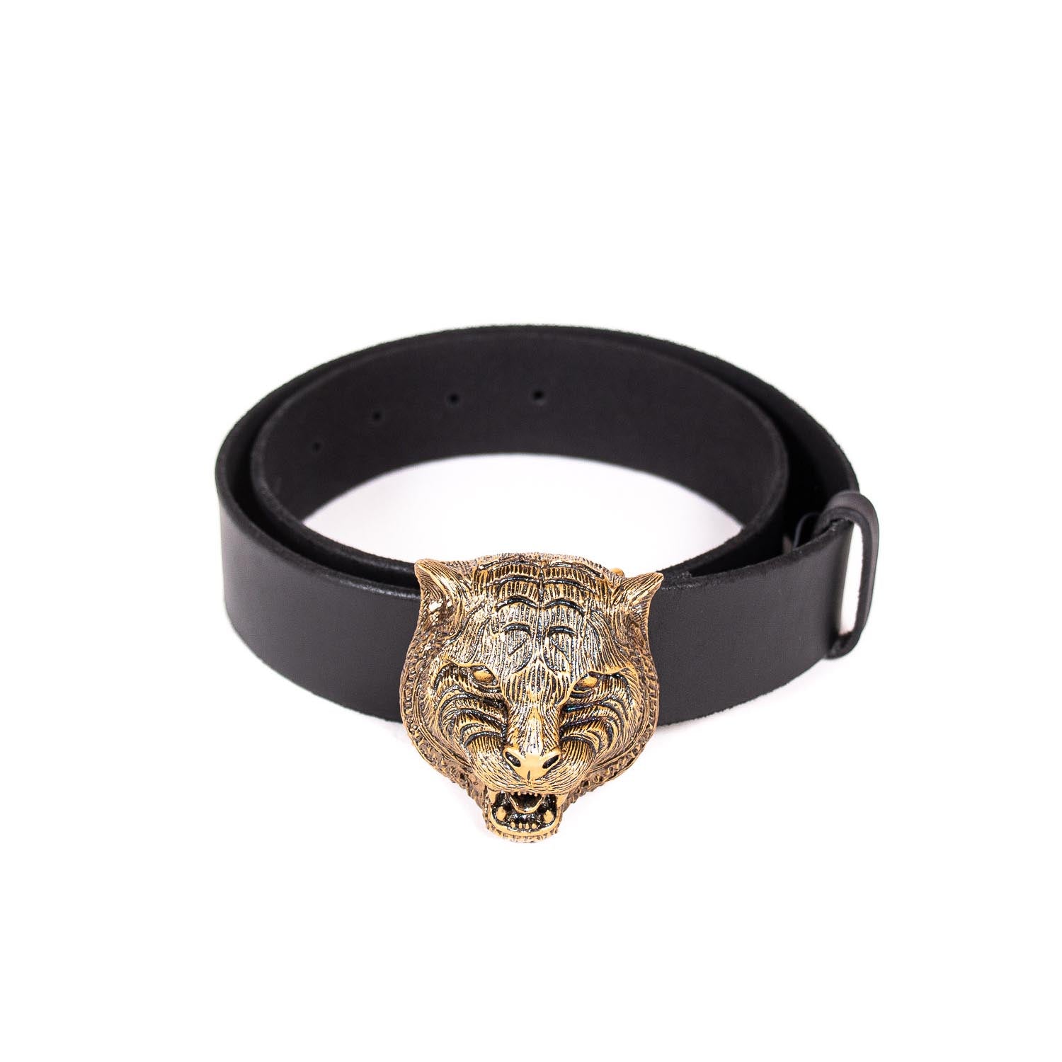 Shop authentic Gucci Tiger Head Leather Belt at revogue for just USD 435.00