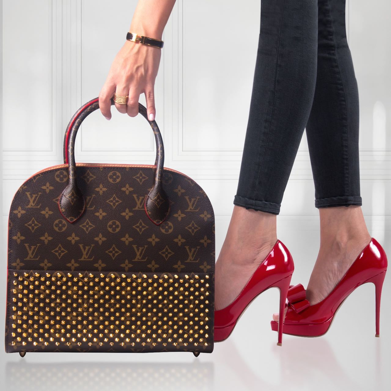 Shop authentic Louis Vuitton Shopping Bag Christian Louboutin at ...