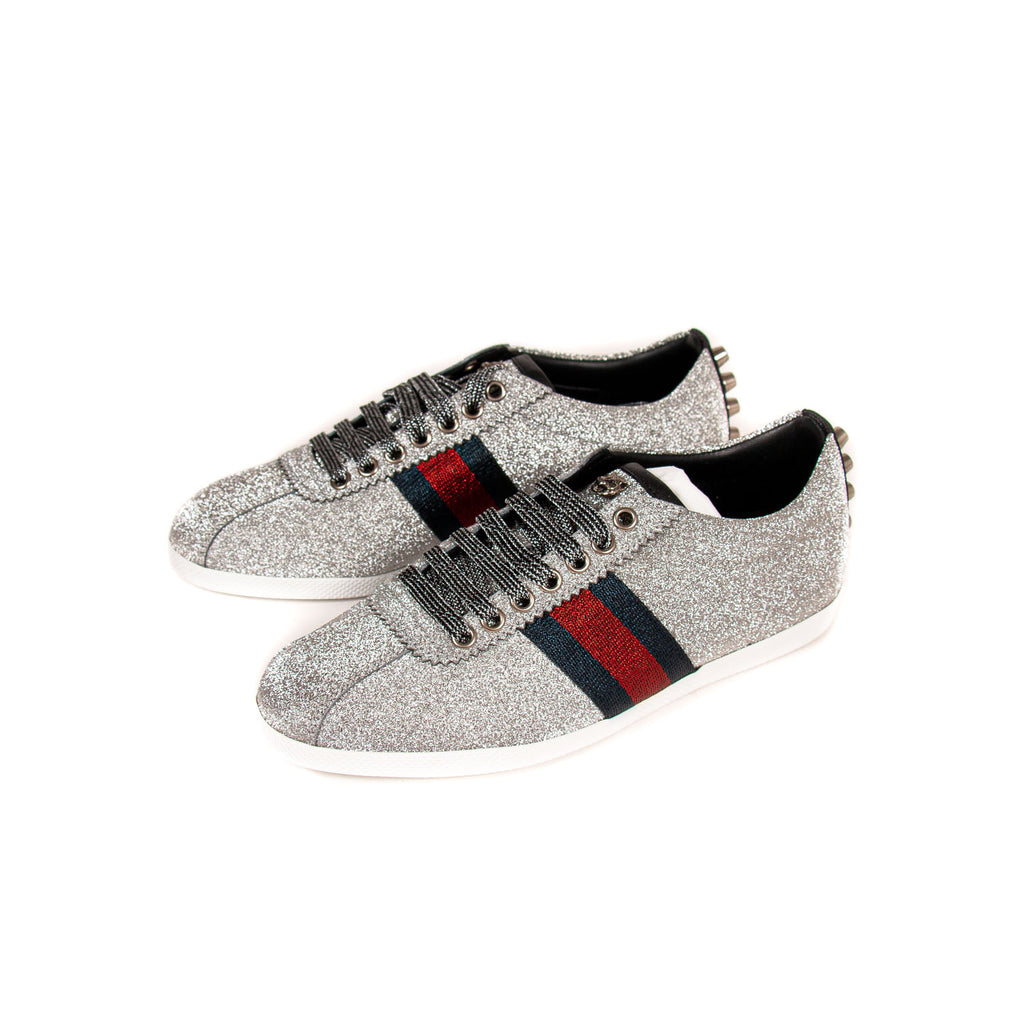 Shop authentic Gucci Glitter Web Sneaker With Studs at revogue for just USD  