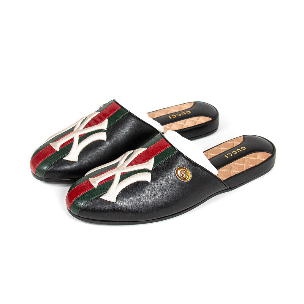 authentic Gucci NY Yankees Flamel Mules 