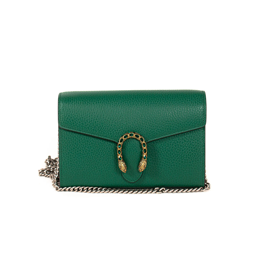 dionysus leather mini chain bag green