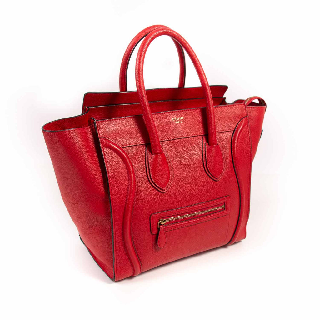 celine mini luggage red