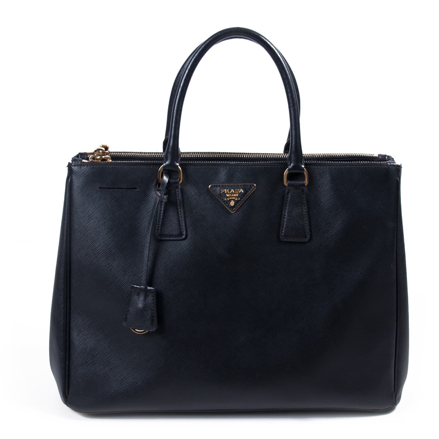 Shop authentic Prada Large Saffiano Lux Double Zip Tote Bag at revogue ...