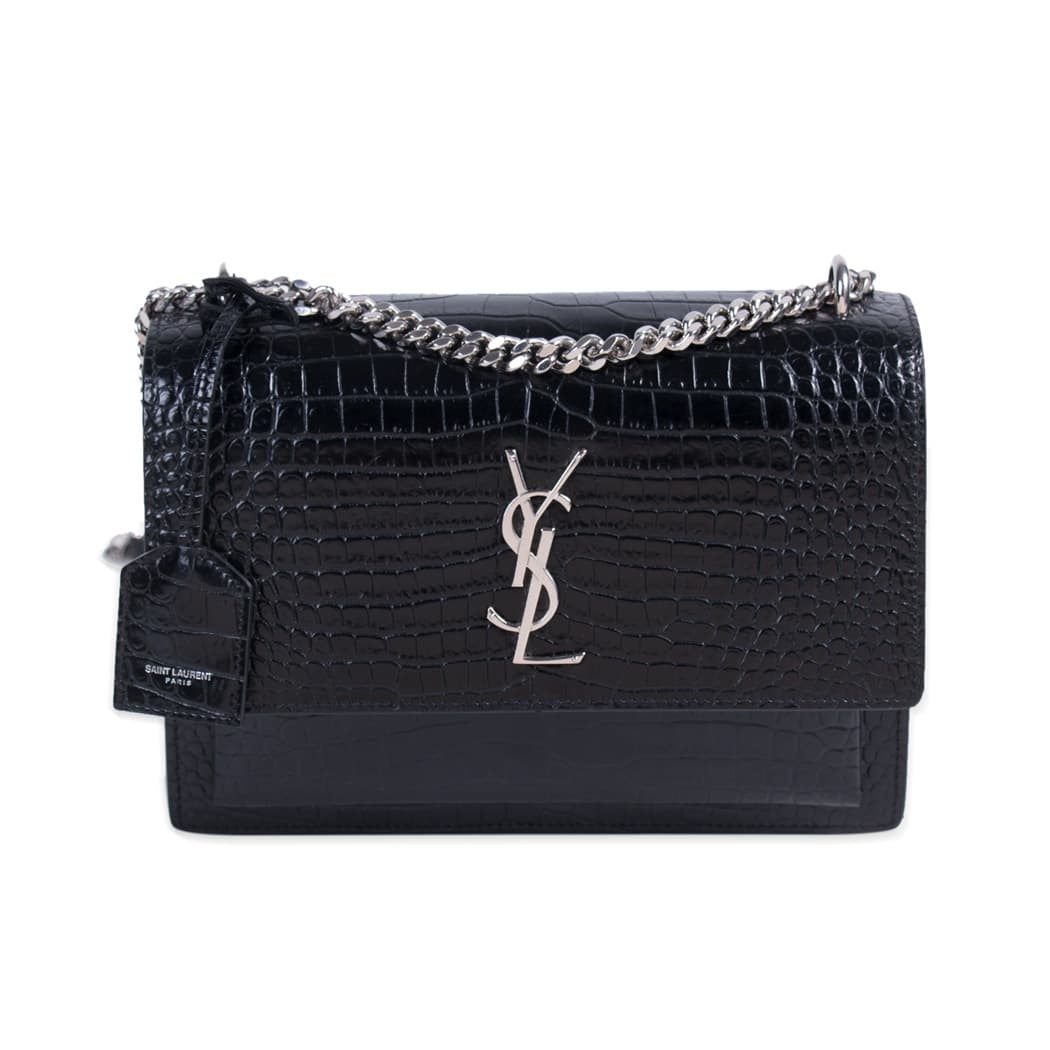 Shop authentic Saint Laurent Sunset Medium Crocodile Embossed Leather ...