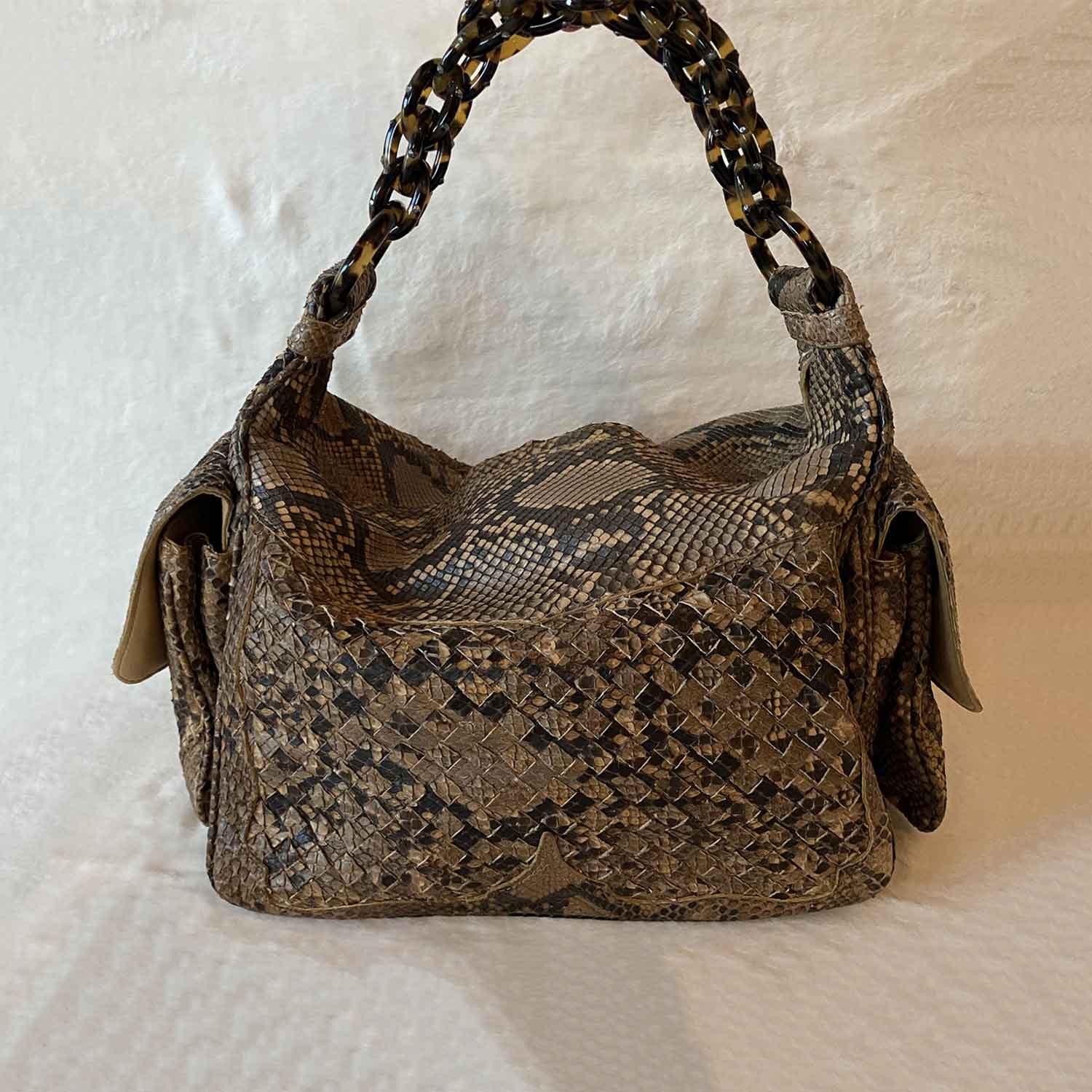 Shop authentic Bottega Veneta Intrecciato Snake Skin Hobo Bag at ...