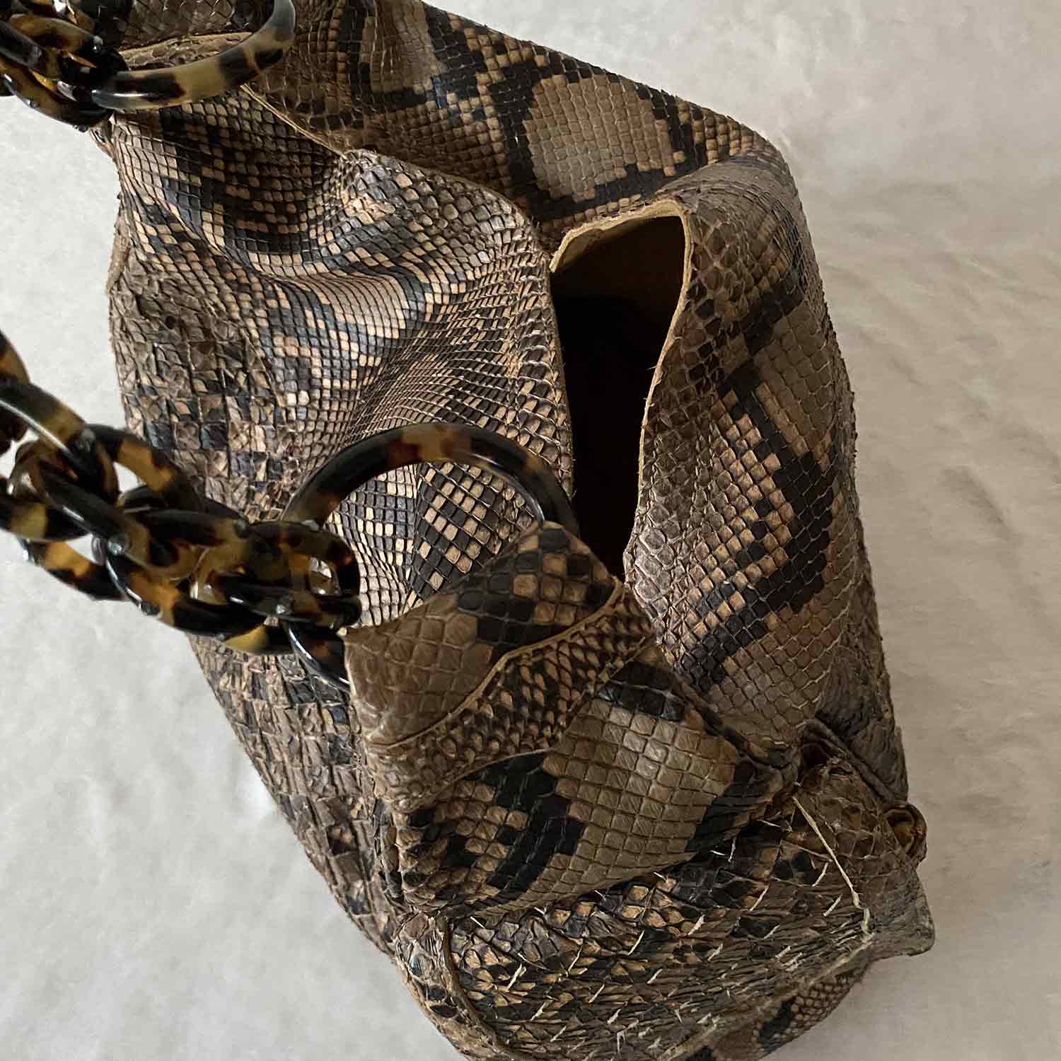 Shop authentic Bottega Veneta Intrecciato Snake Skin Hobo Bag at ...