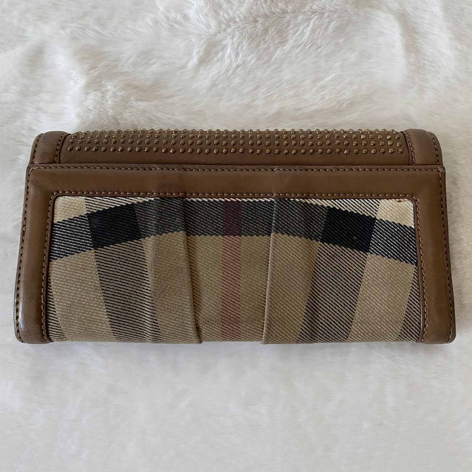Shop authentic Burberry House Check Studded Wallet at revogue for just ...