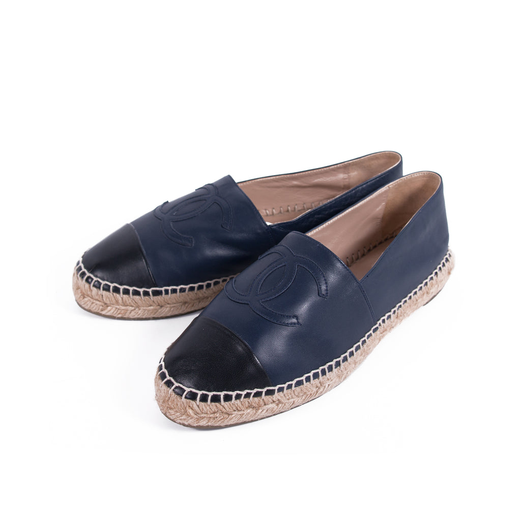 chanel espadrilles navy and black