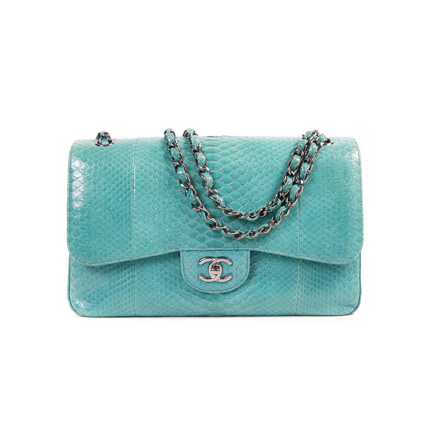 Chanel Turquoise Python New Mini Classic Single Flap Bag Chanel  TLC