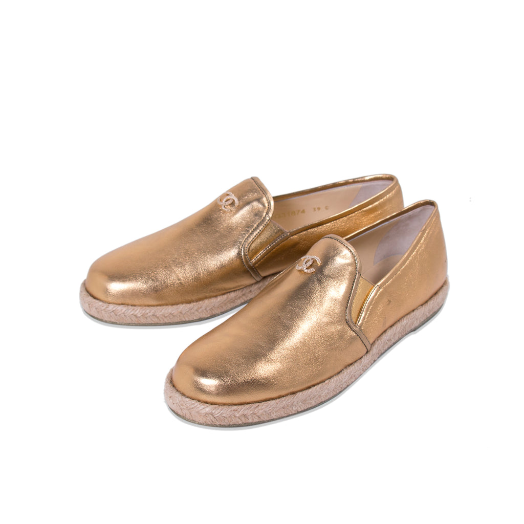 gold metallic espadrilles