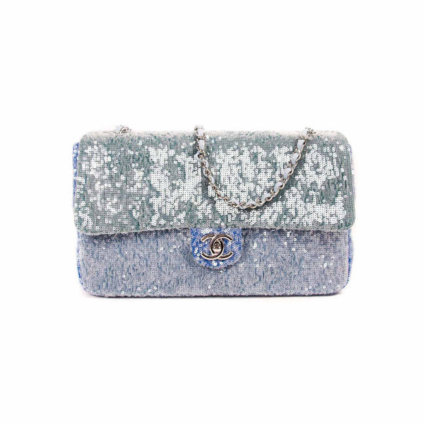 silver glitter chanel bag