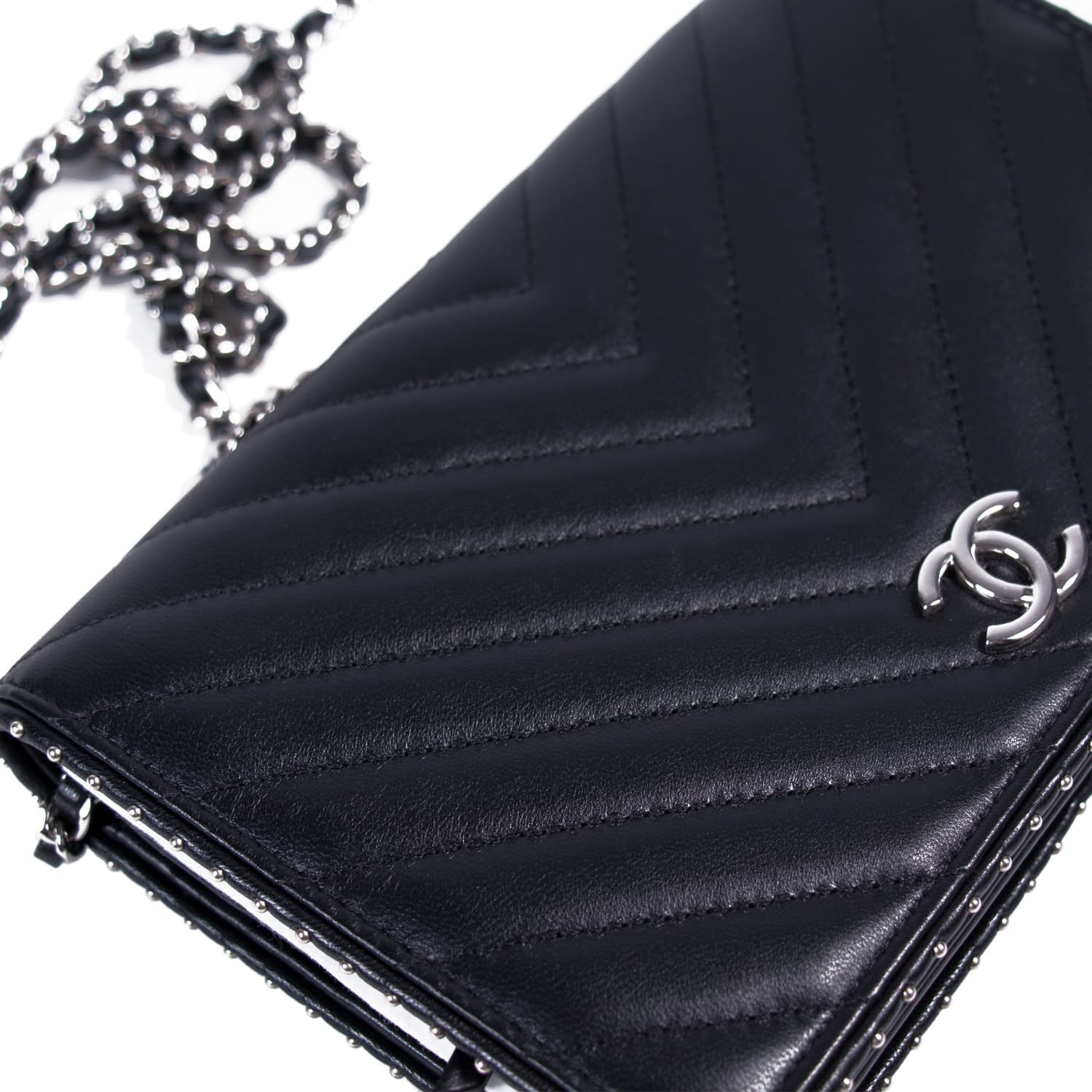 Shop authentic Chanel Studded Wallet on Chain at revogue for just USD ...