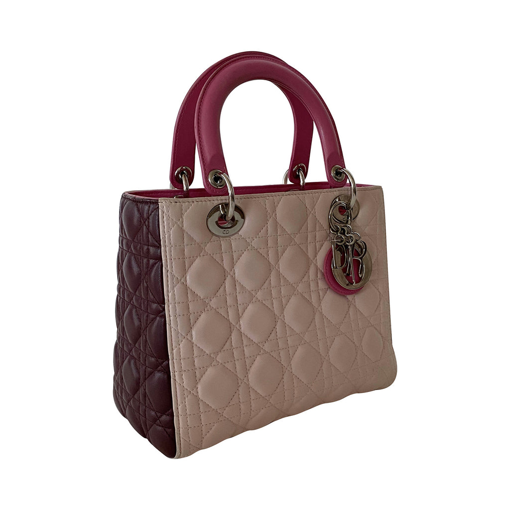 Christian Dior Medium Lady Dior Bag Tricolor Cannage Lambskin SHW   BrandConscious Authentics