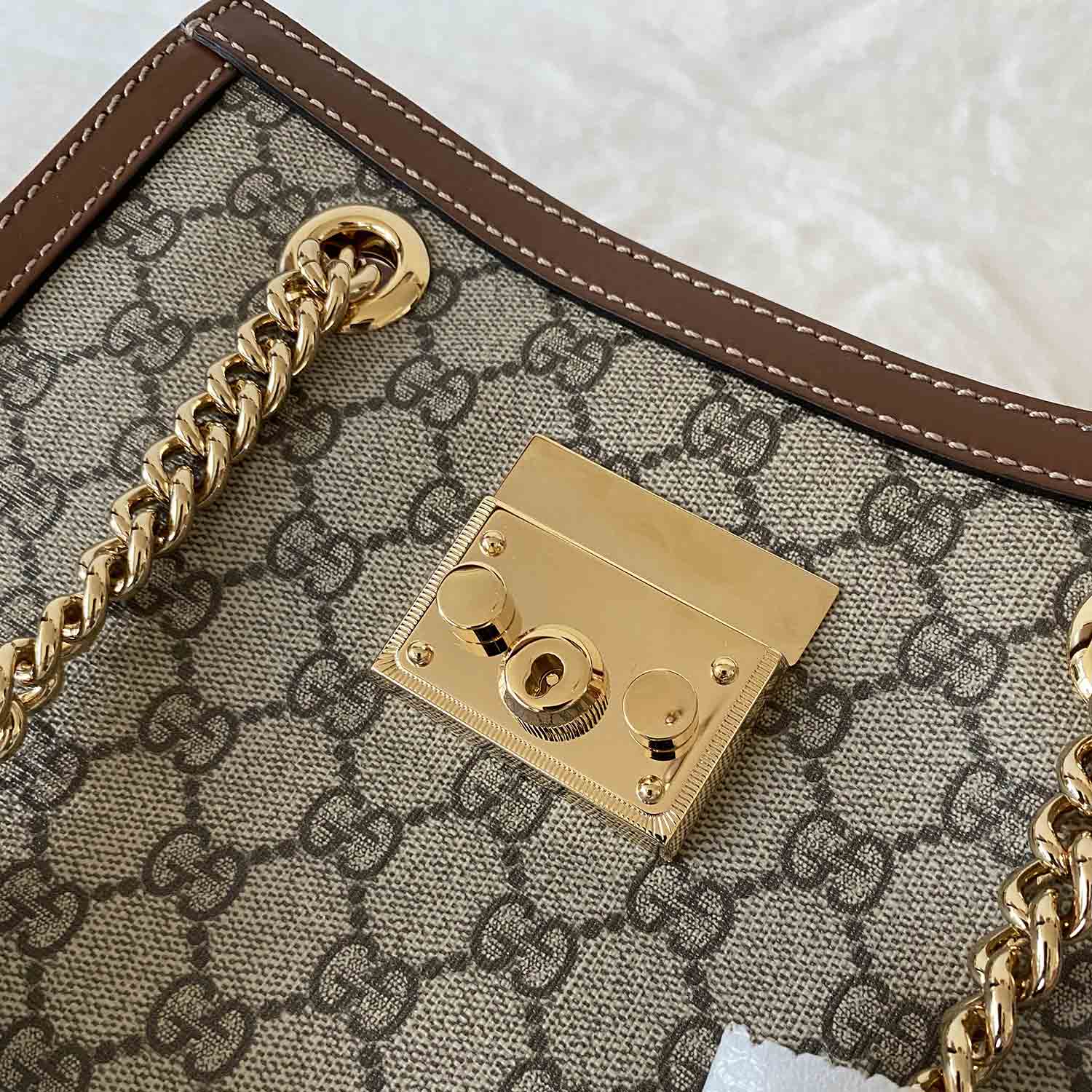Shop authentic Gucci Padlock Small GG Supreme Shoulder Bag at revogue ...