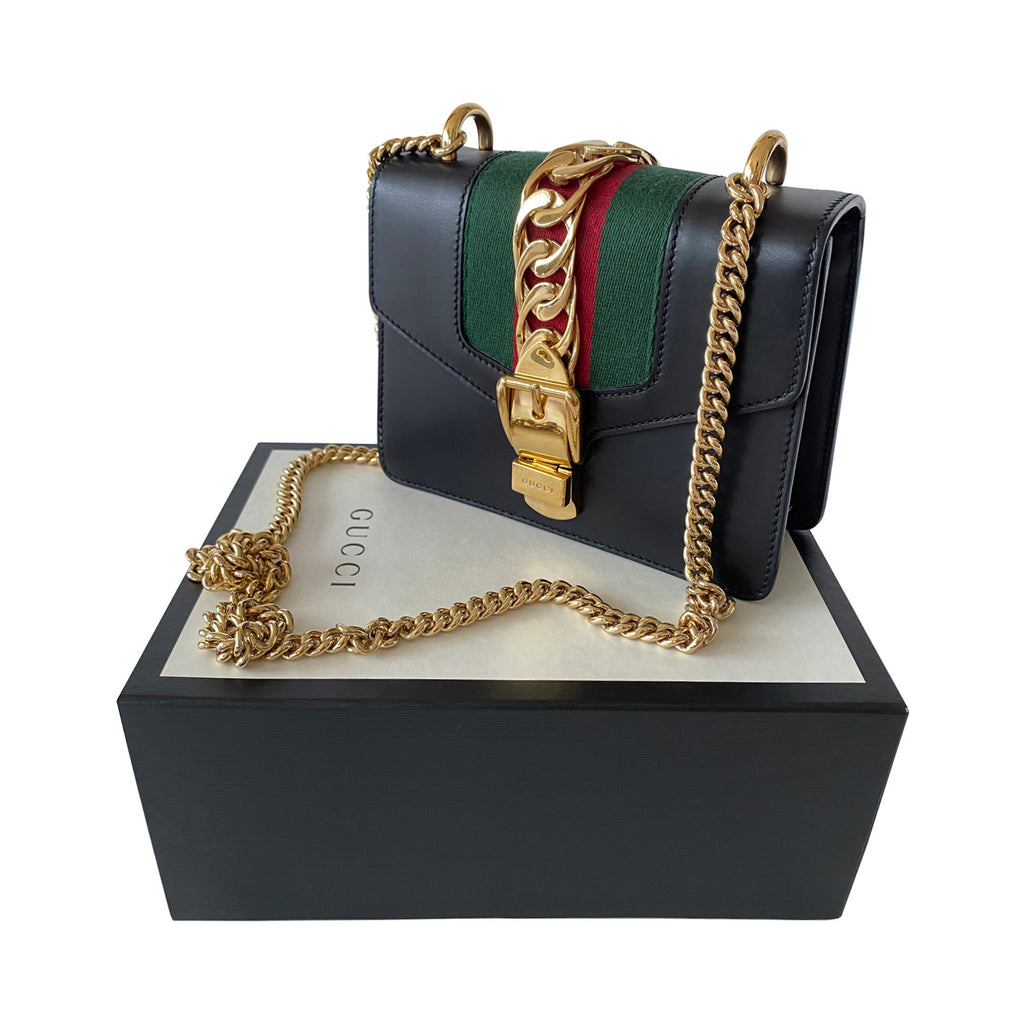 Shop authentic Gucci Sylvie Leather Mini Chain Bag at revogue for just USD  1,