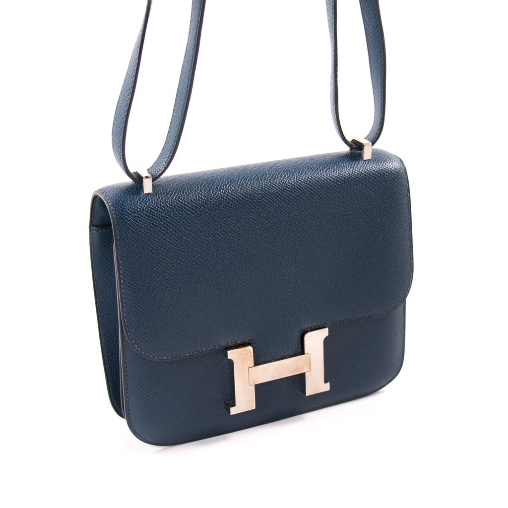 Shop authentic Hermès Mini Constance 18 Navy Blue Epsom at revogue for ...