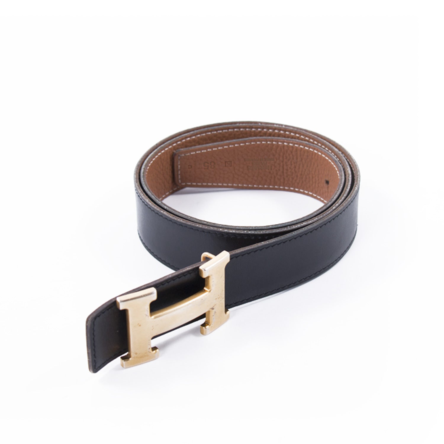 Shop authentic Hermès Tan and Black Reversible H Belt at revogue for ...