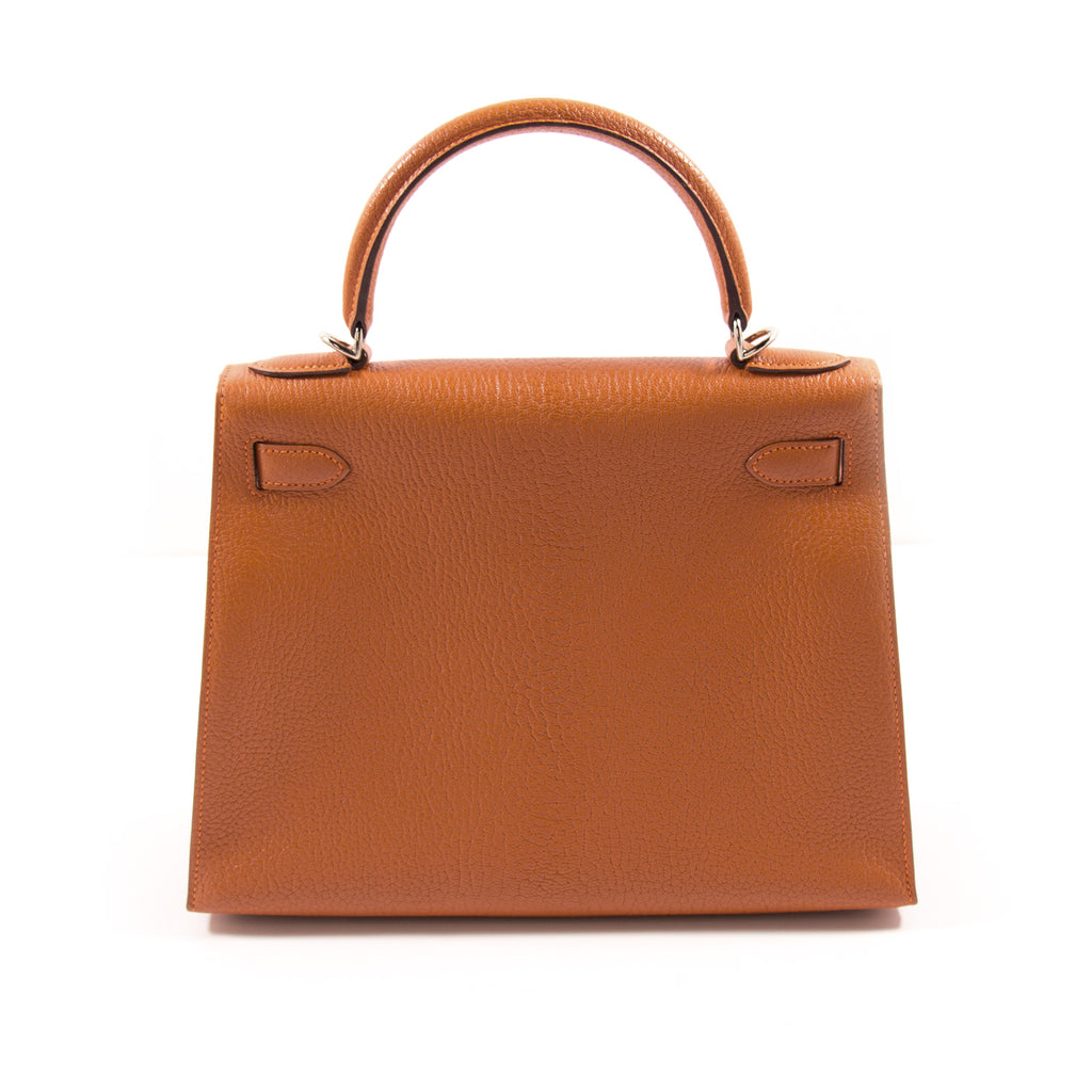 Shop authentic Hermès Kelly 28 Sellier Orange Chevre Mysore at revogue ...