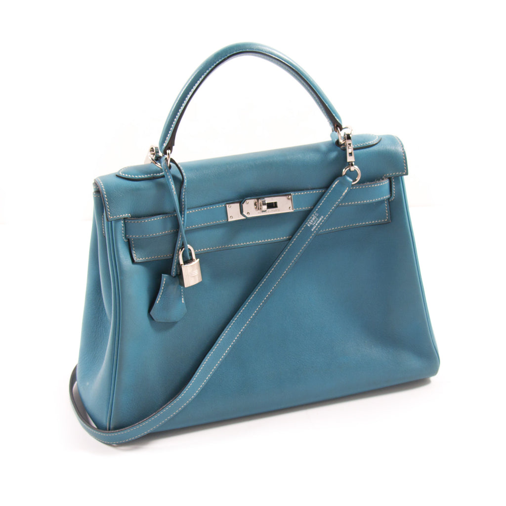 Shop authentic Hermès Kelly 32 Retourne Bleu Jean Swift at revogue for ...