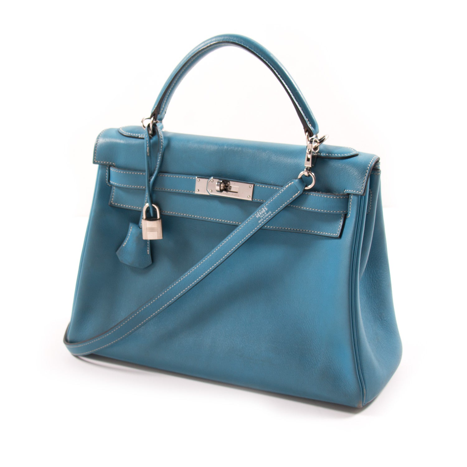 Shop authentic Hermès Kelly 32 Retourne Bleu Jean Swift at revogue for ...