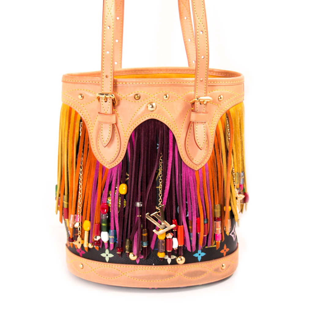 Louis Vuitton Fringe Bucket Multicolor Black Noir bag – Bagaholic