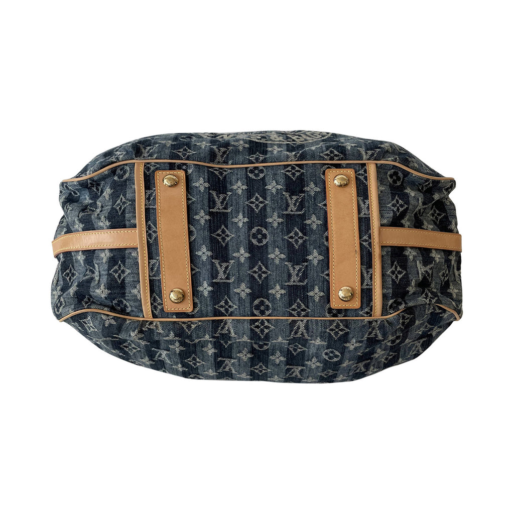 Louis Vuitton Limited Edition Monogram Denim Porte Epaule Raye GM