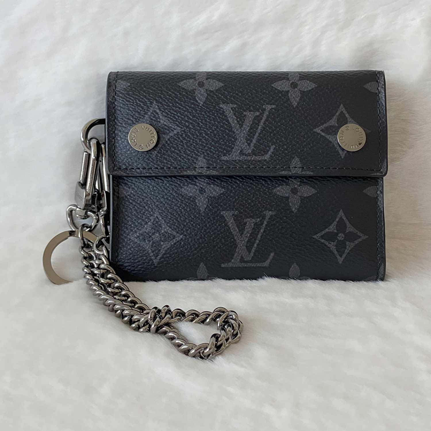 Shop authentic Louis Vuitton Monogram Eclipse Rivets Chain Wallet at ...