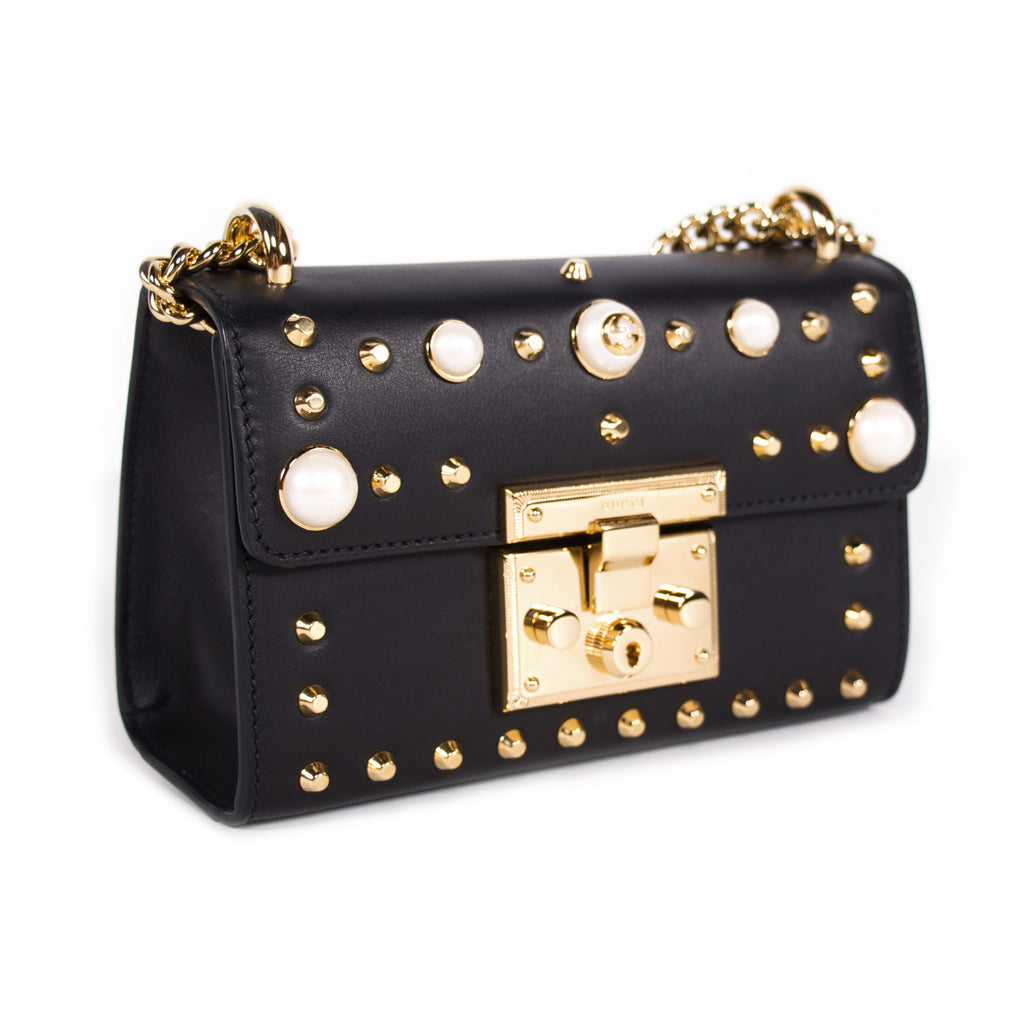 padlock studded leather shoulder bag