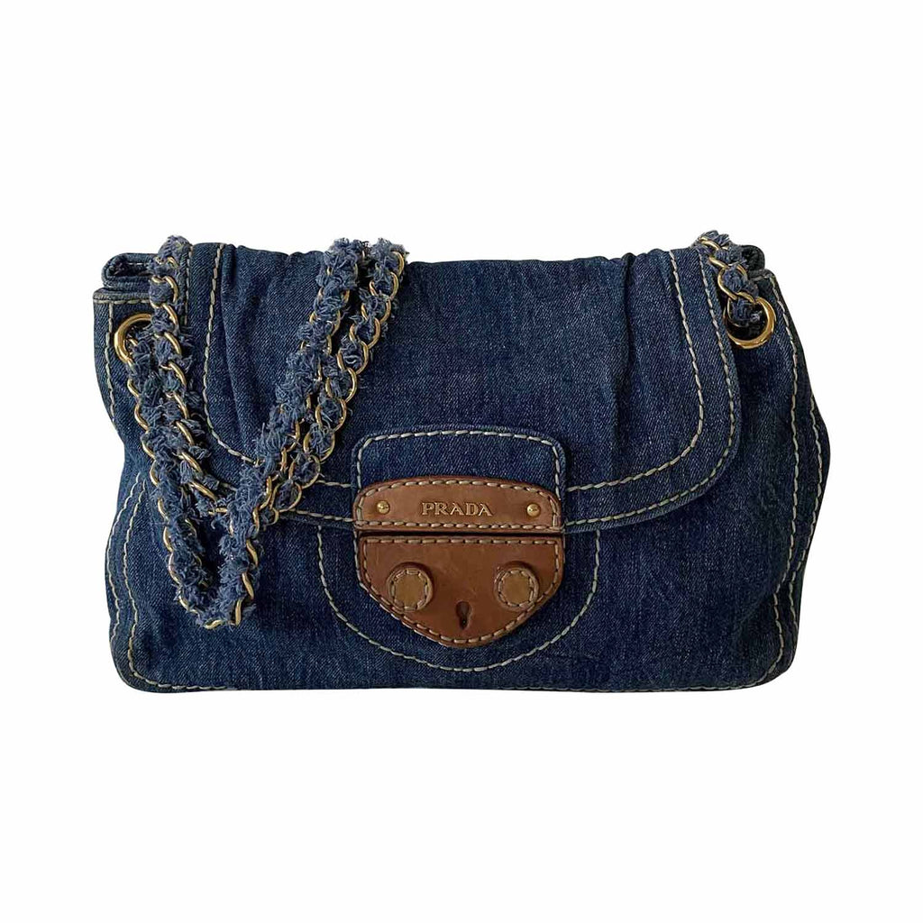 Shop authentic Prada Denim Chain Shoulder Bag at revogue for just USD ...