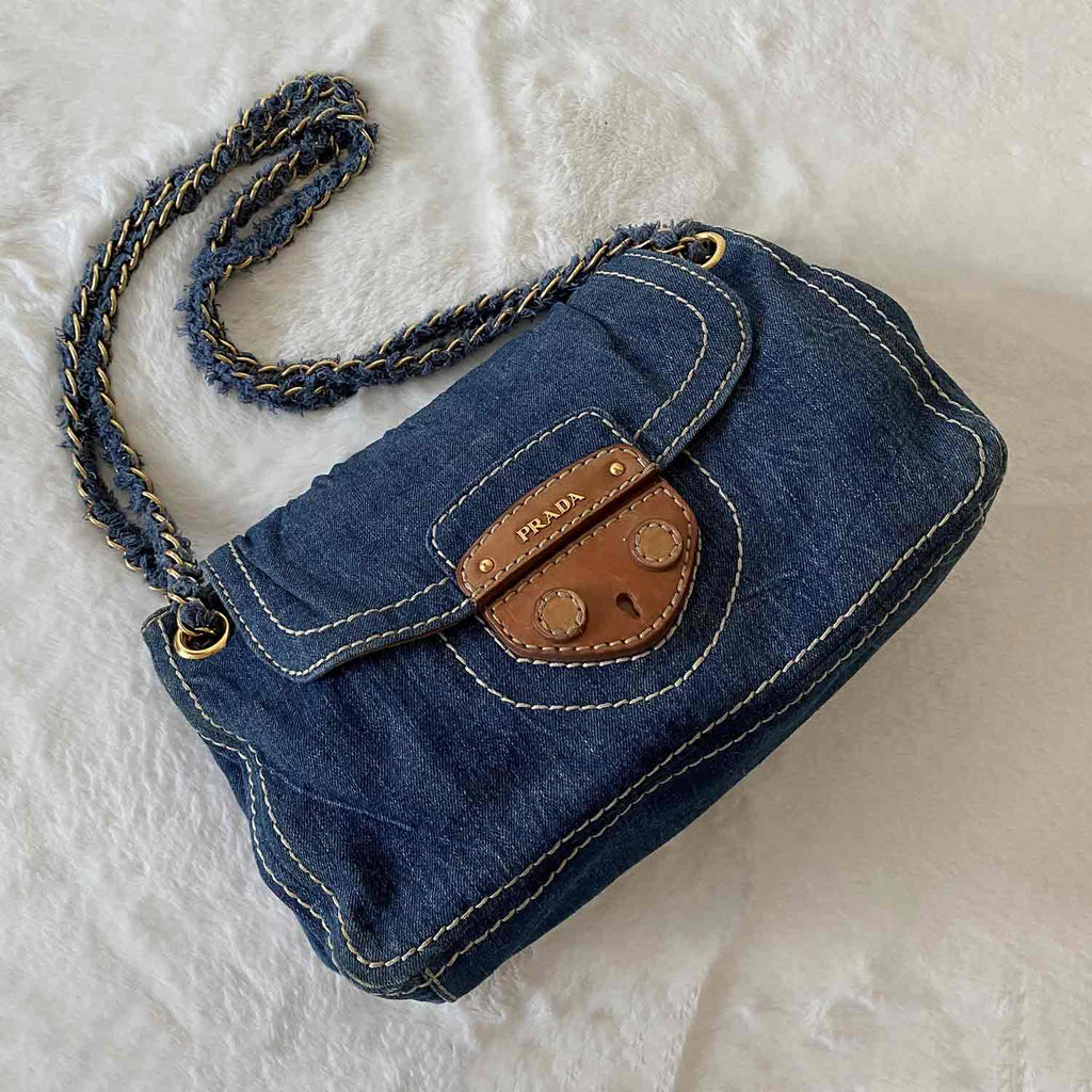 prada denim shoulder bag