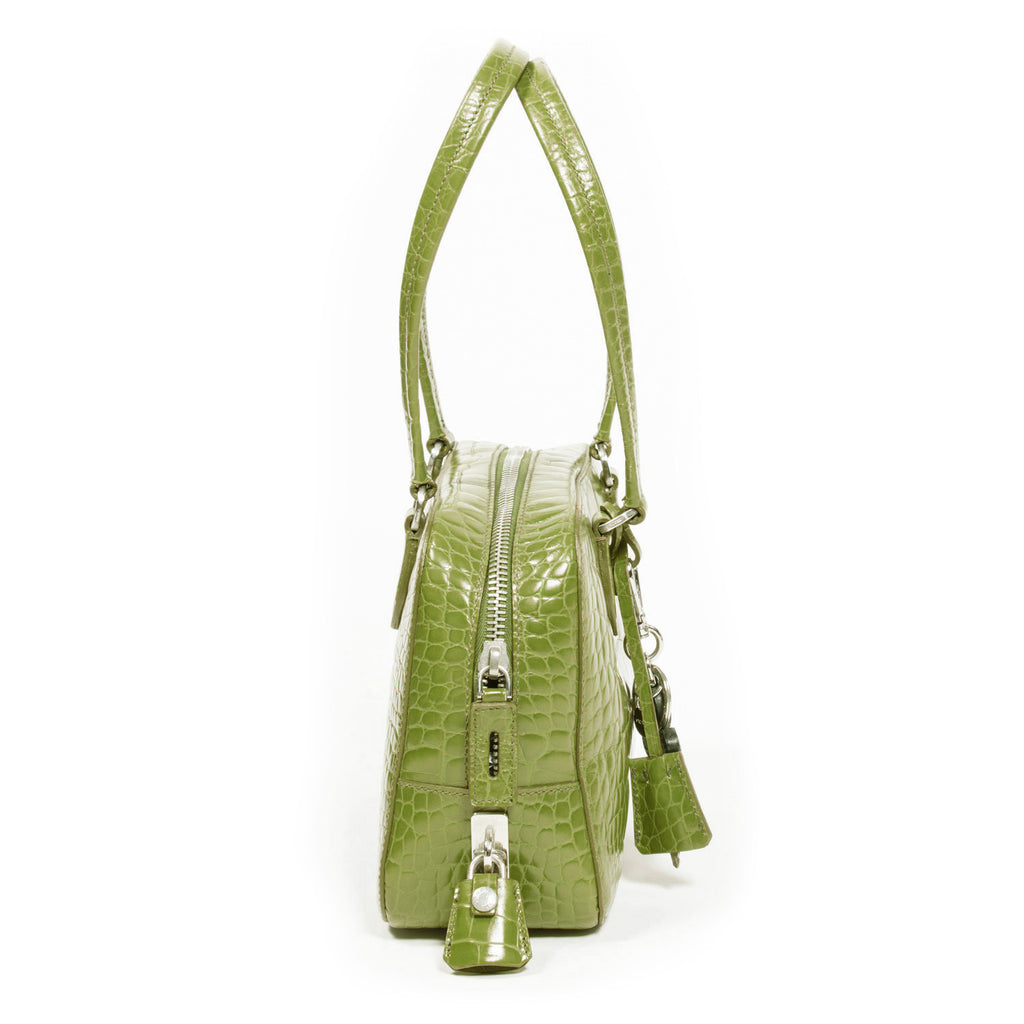 prada green crocodile bag