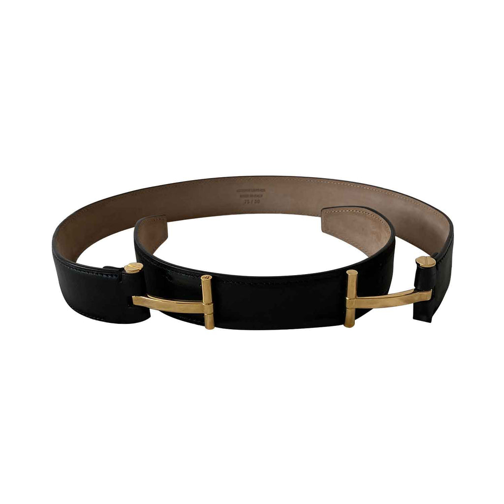 Shop authentic Tom Ford Double T Logo Leather Belt at revogue for just USD  