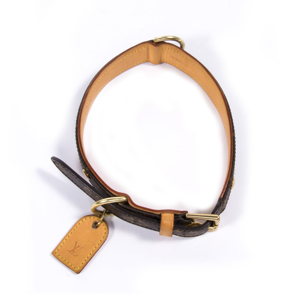 Louis Vuitton Baxter Dog Collar Monogram Bow X Small Brown in